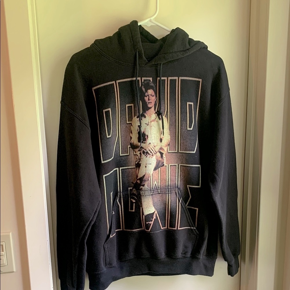 Black David Bowie Ziggy Stardust Graphic Hoodie